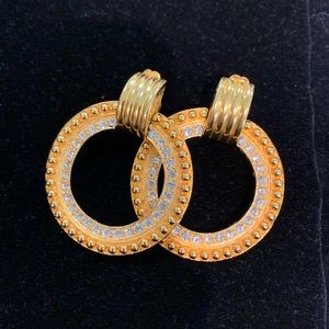 Earrings - Clip On Gold/Diamanté Hoops